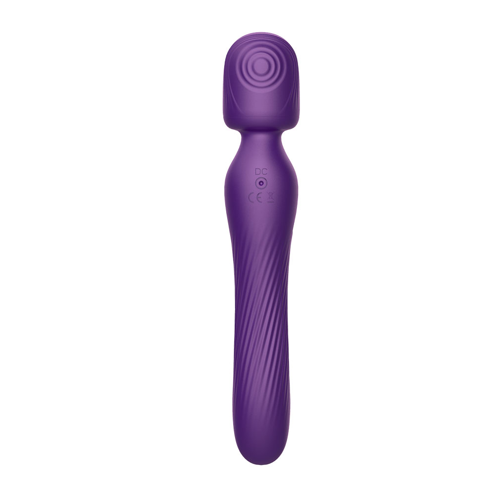 Dual Ended Silicone Wand With Suction And Vibration Functions Purple